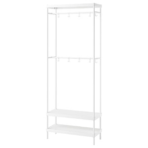 MACKAPÄR Coat rack with shoe storage unit, white, 78x32x200 cm