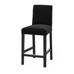 BERGMUND Bar stool with backrest, black, Djuparp dark grey, 62 cm