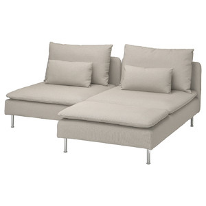 SÖDERHAMN 2-seat sofa with chaise longue, Fridtuna light beige