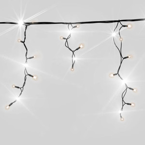 Christmas Curtain Lights In-/Outdoor 200 LED 9.6m, icicles, flash, warm white/cool white