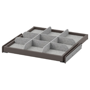 KOMPLEMENT Pull-out tray with divider, dark grey/light grey, 50x58 cm