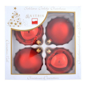 Christmas Baubles 10cm 4pcs, glass, red