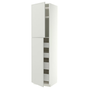 METOD/MAXIMERA Hi cab w 2 doors/4 drawers, white/Aspudden light grey, 60x60x240 cm