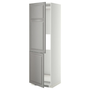 METOD Hi cab f fridge or freezer w 2 drs, white, Bodbyn grey, 60x60x200 cm