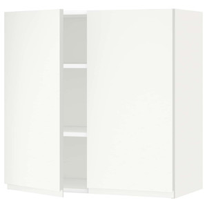 METOD Wall cabinet with shelves/2 doors, white/Voxtorp matt white, 80x80 cm
