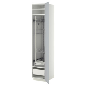 METOD / MAXIMERA High cabinet with cleaning interior, white/Veddinge grey, 40x60x200 cm