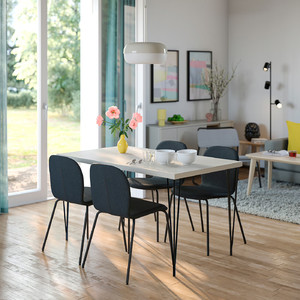 SKÅLSTA Chair, Knäbäck dark grey/tubular metal/black-grey