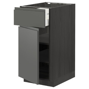 METOD / MAXIMERA Base cabinet with drawer/door, black/Voxtorp dark grey, 40x60 cm