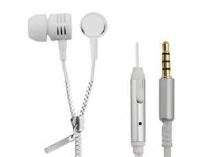 Esperanza Earphones with Microphone Zipper, white
