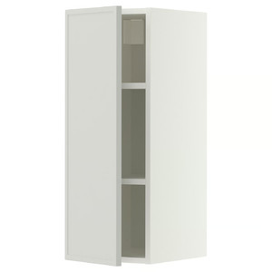 METOD Wall cabinet with shelves, white/Aspudden light grey, 30x80 cm