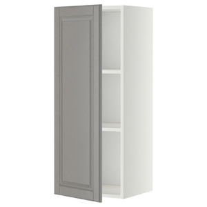 METOD Wall cabinet with shelves, white/Bodbyn grey, 40x100 cm