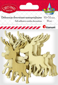 Christmas Self-Adhesive Wooden Decoration Reindeer 10pcs