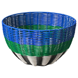 DJURTRÄNARE Basket, white/black/blue, 32x19 cm