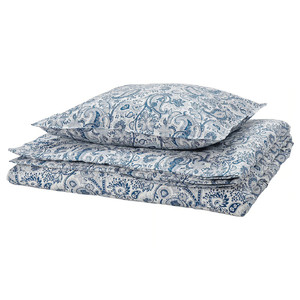 RODGERSIA Duvet cover and pillowcase, blue/white, 150x200/50x60 cm