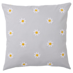 NATTSLÄNDA Cushion cover, floral pattern grey/white, 50x50 cm
