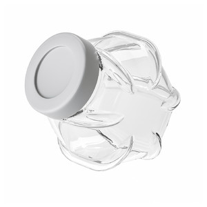 FÖRVAR Jar with lid, glass, aluminium-colour, 1.8 l