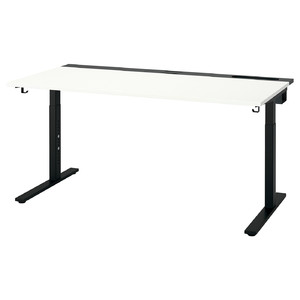 MITTZON Desk, white/black, 160x80 cm