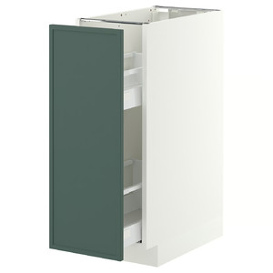 METOD/MAXIMERA Base cabinet/pull-out int fittings, white/Aspudden dark grey-green, 30x60 cm