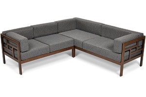 Garden Outdoor Corner Sofa, wood, dark brown, graphite grey