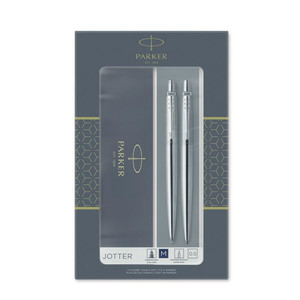 Parker Gift Set Jotter Steel CT - Mechanical Pencil & Ballpoint Pen