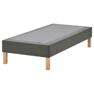 LYNGÖR Sprung mattress base with legs, dark grey, 90x200 cm