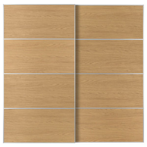 MEHAMN Pair of sliding doors, aluminium/double sided oak effect, 200x201 cm