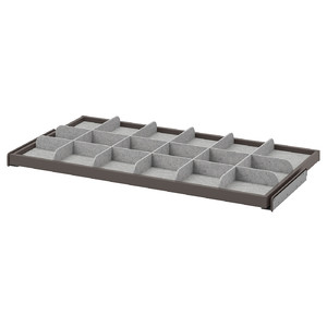 KOMPLEMENT Pull-out tray with divider, dark grey/light grey, 100x58 cm