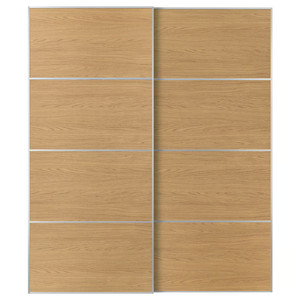 MEHAMN Pair of sliding doors, aluminium/double sided oak effect, 200x236 cm
