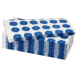 PILLERSTARR Paper napkin, patterned/blue, 38x38 cm