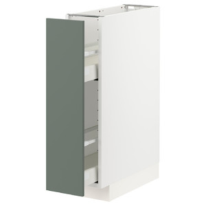 METOD / MAXIMERA Base cabinet/pull-out int fittings, white/Bodarp grey-green, 20x60 cm