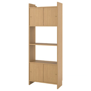 LÅDMAKARE Storage combination w sliding doors, with shelf/oak effect, 81x35x212 cm
