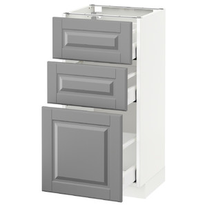 METOD / MAXIMERA Base cabinet with 3 drawers, white, Bodbyn grey, 40x37 cm
