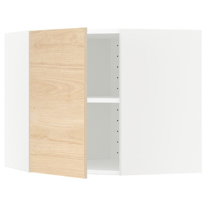 METOD Corner wall cabinet with shelves, white/Askersund light ash effect, 68x60 cm
