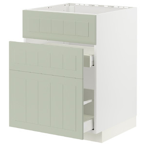 METOD / MAXIMERA Base cab f sink+3 fronts/2 drawers, white/Stensund light green, 60x60 cm