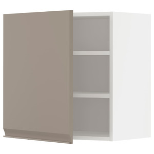 METOD Wall cabinet with shelves, white/Upplöv matt dark beige, 60x60 cm