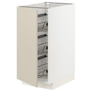 METOD Base cabinet with wire baskets, white/Havstorp beige, 40x60 cm