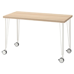 LAGKAPTEN / KRILLE Desk, white stained oak effect, white, 120x60 cm