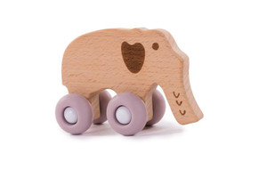 Bo Jungle B-Woody Elephant on Wheels Pink