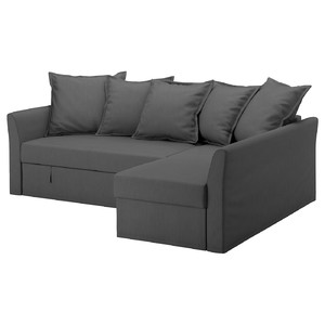 HOLMSUND Corner sofa bed, Nordvalla dark grey