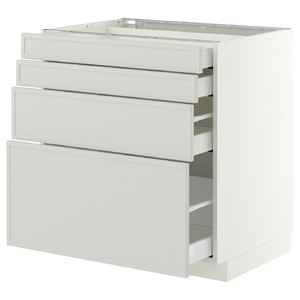 METOD/MAXIMERA Base cab 4 frnts/4 drawers, white/Aspudden light grey, 80x60 cm