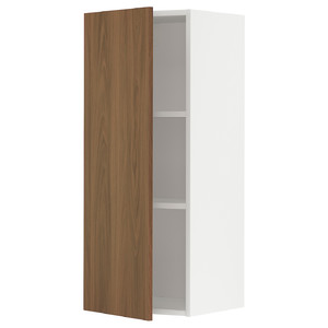 METOD Wall cabinet with shelves, white/Tistorp brown walnut effect, 40x100 cm