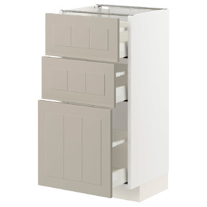 METOD / MAXIMERA Base cabinet with 3 drawers, white/Stensund beige, 40x37 cm