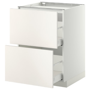METOD Base cab f hob/2 fronts/2 drawers, white/Veddinge grey, 60x60 cm