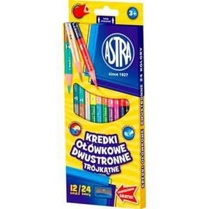 Astra Double-sided Triangular Coloured Pencils 24 Colours 12pcs 3+