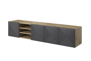 Wall-Mounted TV Cabinet with Shelves Asha 200 cm, artisan/rivier stone mat
