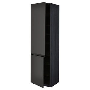 METOD High cabinet with shelves/2 doors, black/Upplöv matt anthracite, 60x60x220 cm