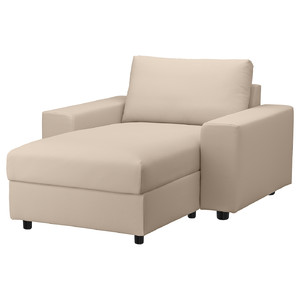 VIMLE Chaise longue, with wide armrests/Hallarp beige