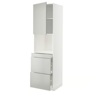 METOD / MAXIMERA Hi cab f micro combi w door/3 drwrs, white/Havstorp light grey, 60x60x220 cm
