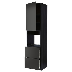 METOD / MAXIMERA High cabinet f oven+door/2 drawers, black/Nickebo matt anthracite, 60x60x240 cm