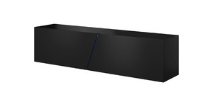 Wall-mounted TV Cabinet Slant 160, matt black/high-gloss black, LED EU
